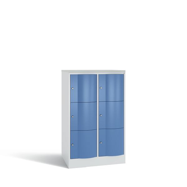 C+P XL-Schließfachschrank, 6 Fächer,H1255B772T640mm,Grau/Fernblau/DBSHellgrau, 8573-273 S10013