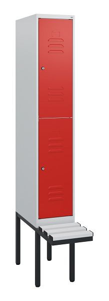 C+P dubbeldekskast Classic PLUS, 1950x300x815mm, 7035/3020, cilindersloten, met basisframe en zwevende zitting, 0803405-10 S10077