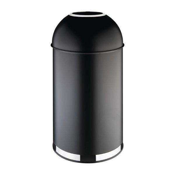 Bolero 40L zwart stalen prullenbak met open deksel, CW954