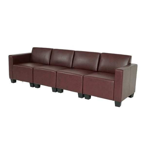 Mendler Modular 4-zits bank Couch Lyon, kunstleer, roodbruin, 2x75174+75175+75176
