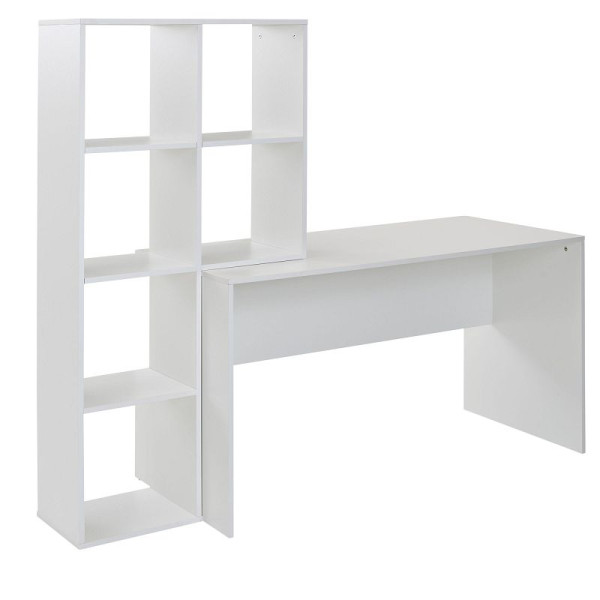 Wohnling bureau met plank wit 170x59x143,5 cm kantoortafel modern, laptoptafel met 6 planken, thuiskantoor computertafel met opbergruimte, WL6.391