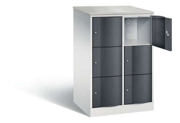 C+P XL lockerkast Resisto, H1255xB772xD640mm, kleur: lichtgrijs / zwartgrijs, 8573-273 S10132