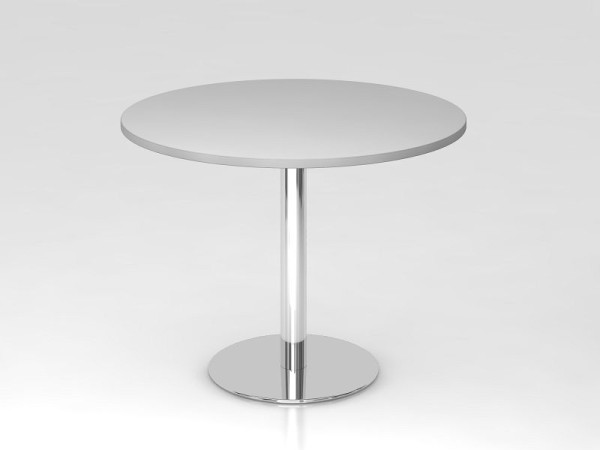Hammerbacher vergadertafel 100cm rond grijs/chroom, verchroomd frame, VSTF10/5/C