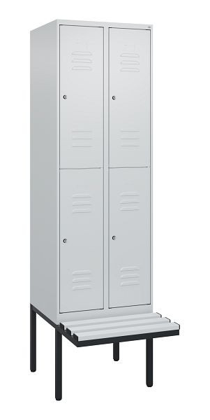 C+P dubbeldekskast Classic PLUS, 2 compartimenten, 2120x600x815mm, 7035/7035, cilindersloten, zwevende zitting, 0803407-20 S10024
