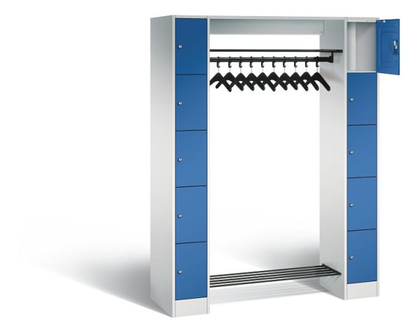 C+P open garderobe serie 8070, H1950xW1430xD480mm, kleur: lichtgrijs / gentiaanblauw, 80710-00 S10005