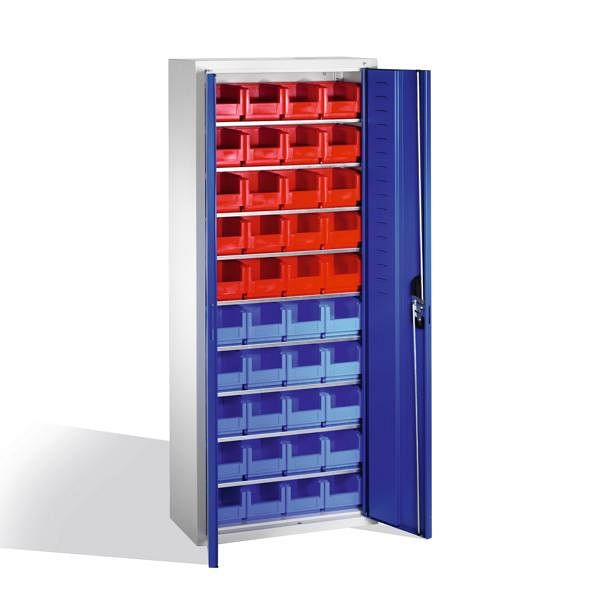 C+P tijdschriftenkast serie 13, H1690xB700xD300mm, kleur: lichtgrijs/gentiaanblauw, verzonken handgreep, 133413-22 S10028