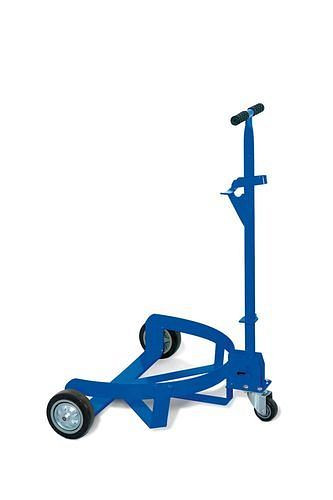 DENIOS Fassroller CADDY, für 200-l-Fässer, 250 kg, 2 Last-,1 Lenkrolle, Hebel-/Zugstange, 195075
