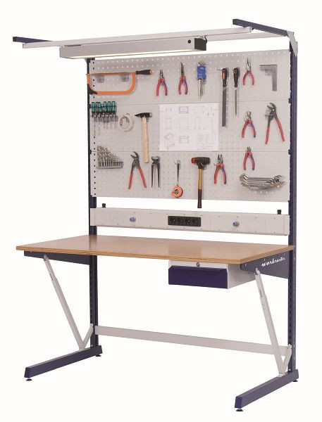 Bedrunka + Hirth werkraster met meerwandige opbouw en onderhangblok, 1x energiekanaal, 3x geperforeerde wand, afmetingen in mm (BxDxH): 1500 x 800 x 2070, 07899.04