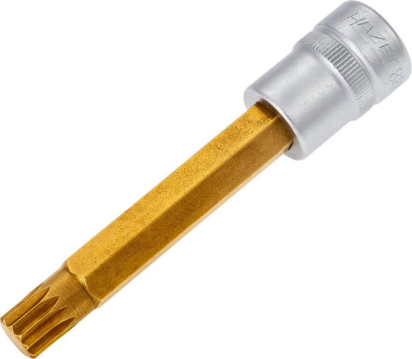 Hazet schroevendraaierdop, hol vierkant 10 mm, intern meertands profiel XZN, M10, lange versie met karteling, 8808LG-10