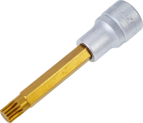 Hazet schroevendraaierdop, hol vierkant 12,5 mm, intern meertands profiel XZN, M10, lange versie met karteling, 990LG-10
