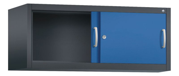 C+P bovenkast Acurado, H500xB1200xD500mm, kleur: zwartgrijs / gentiaanblauw, beugelgreep, 1 niveau, 2054-00 S10078