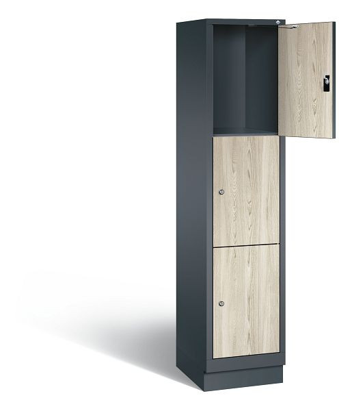 C+P lockerkast Evolo, H1800xB420xD500mm, kleur: antracietgrijs / decor Sen-ash, 48020-123 S10143