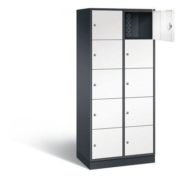 C+P XL lockerkast Intro, H1950xW820xD490mm, kleur: zwartgrijs / verkeerswit, 8570-202 S10155
