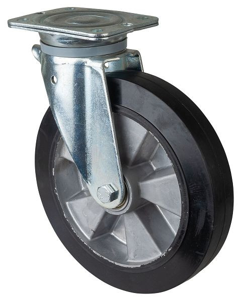BS rollen transportrol, wielbreedte 50 mm, wiel-Ø 250 mm, draagvermogen 450 kg, zwarte elastische banden, aluminium wiellichaam, kogellagers, L400.B80.251