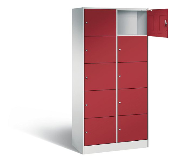 C+P lockerkast serie 8070, H1950xW900xD480mm, kleur: lichtgrijs/robijnrood, 82700-20 S10010