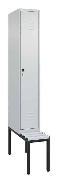C+P kleedkamerkast Classic PLUS met middenwand, bank, 2120x300x815mm, 7035/7035, veiligheidsdraaigrendel, 0800507-10F S10039