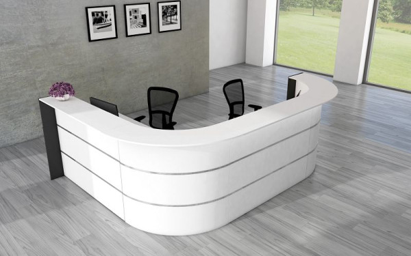 Kerkmann Bari L-toonbank voor 1-2 personen, B 3350 mm x D 2350 mm x H 1120 mm, kleur: wit/antraciet, 21356710