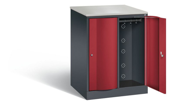 C+P XL lockerkast Resisto, H1077xW772xD640mm, kleur: zwartgrijs/robijnrood, 8271-273 S10028
