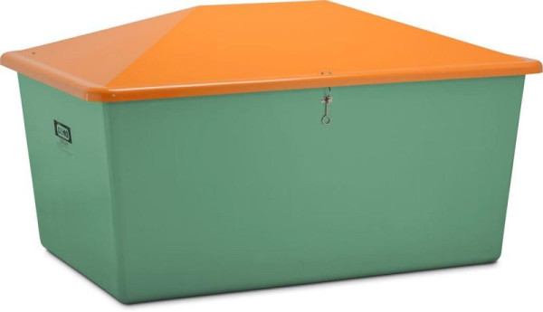 Cemo gritcontainer 2200 l, zonder uitnameopening, groene container, oranje deksel, afmetingen: 213 x 152 x 124 cm, 7445