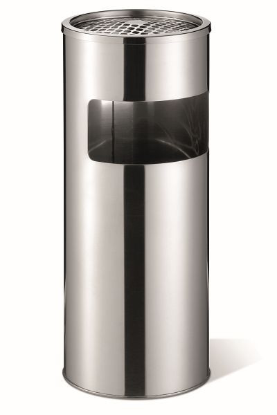 DURABLE roestvrijstalen prullenbak met ronde asbak, zilver, 337323