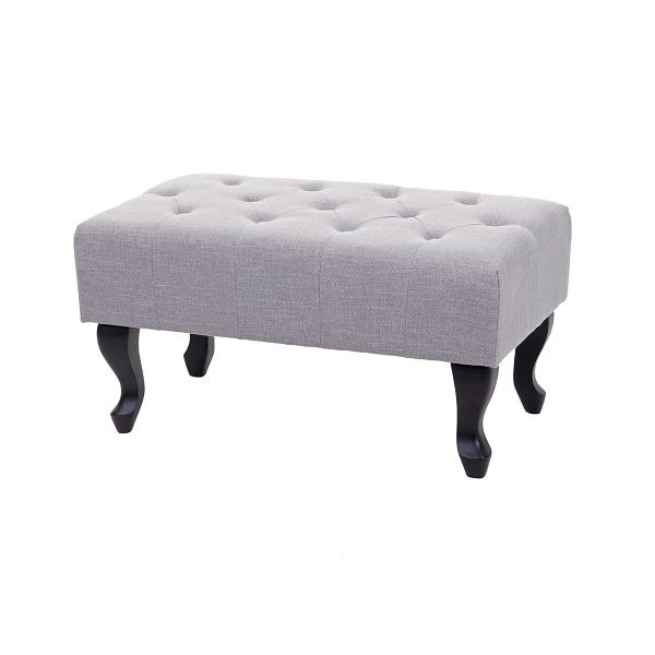 Mendler Ottoman Chesterfield, kruk voetsteun kruk, waterafstotende stof/textiel 39x77x47cm, grijs, 69727