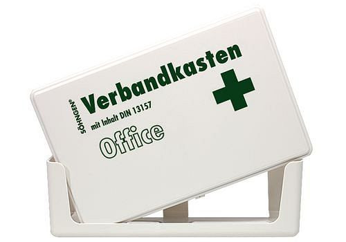 DENIOS EHBO-doos Kantoor met vulling volgens DIN 13157, met muurbeugel, wit, 164-914