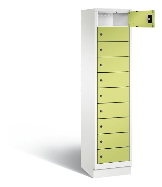 C+P lockerkast Evolo, H1850xB420xD500mm, kleur: verkeerswit / virid green, 48020-1210 S10161