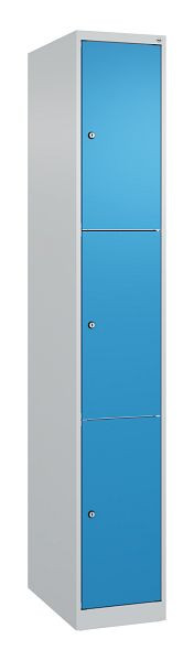 C+P Schließfachschrank Classic PLUS, 1850x300x500mm, 7035/5012, mit 3 Fächern, 080000-103 S10004