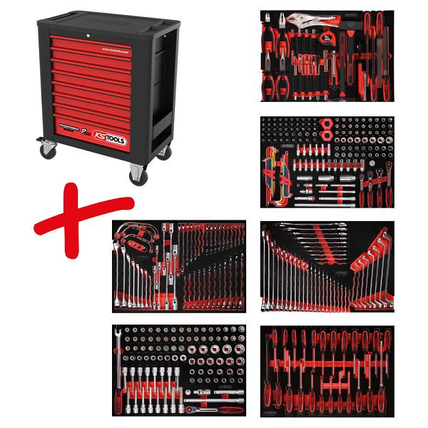 KS Tools PERFORMANCEplus werkplaatswagenset P15, met 399 gereedschappen en 6 laden, 815.6399