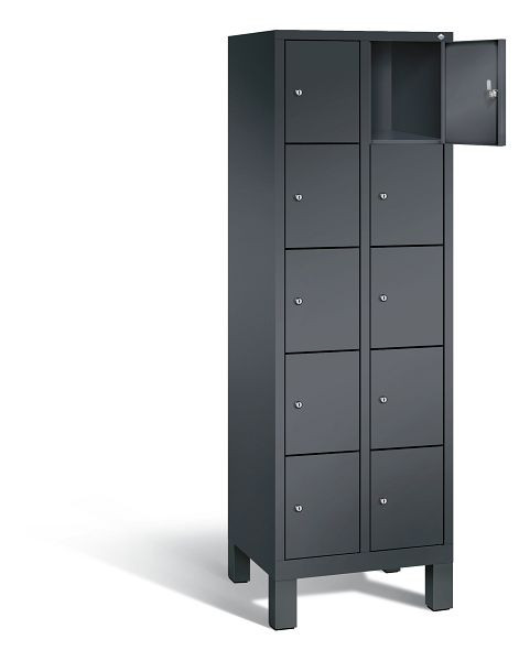 C+P lockerkast Evolo, H1850xB610xD500mm, kleur: zwart-grijs, 48010-205 S10016