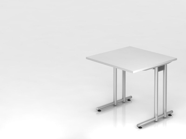 Hammerbacher bureau C-poot 80x80cm wit/zilver, werkhoogte 72 cm, VNS08/W/S