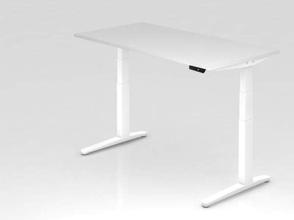 Hammerbacher zit-sta bureau elektrisch 160x80cm wit/wit, rechthoekige vorm, VXBHM16/W/WW
