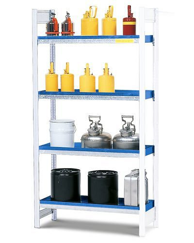 DENIOS Regelgeving voor gevaarlijke stoffen GRW 1340 waterverontreinigende stoffen, 4 verzinkte stalen trays, bevestigingsveld, 199-571
