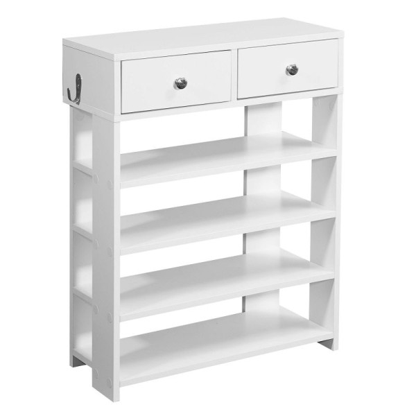Wohnling Design schoenenrek 60 x 79 x 24 cm halplank wit, met twee laden en 4 vakken, WL6.069