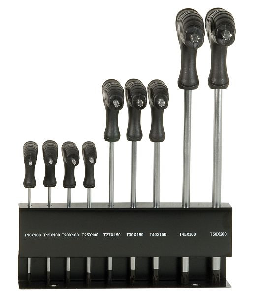 SW-Stahl T-greep haakse schroevendraaierset, T-profiel, T10-T50, 9-delig, 31660L