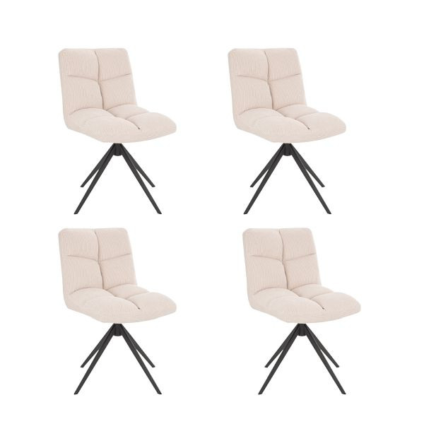 HOME DELUXE Draaibare eetkamerstoel set van 4 NODA – Cord Cream, 50871