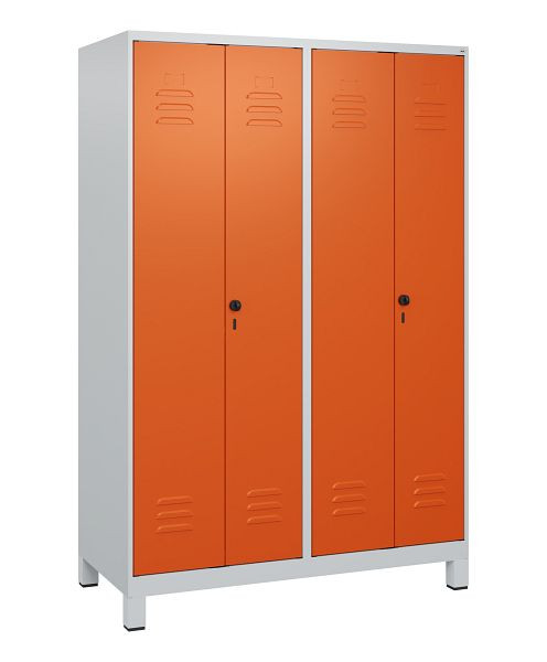 C+P Umkleidespind Classic PLUS SW, Füße, 4 Abteile, 1800x1200x500mm, 7035/2004, Drehriegel, 0800127-40 S10030