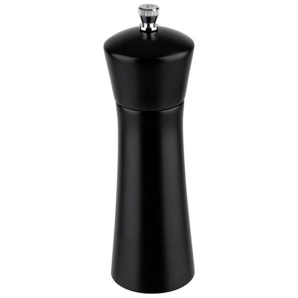 APS pepermolen, kruidenmolen van acaciahout, molen van koolstofstaal, Ø 5 cm, hoogte 17 cm, zwart, 40578