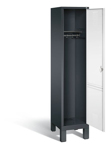 C+P garderobekast Evolo, H1850xB420xD500mm, kleur: zwartgrijs / verkeerswit, 48010-12 S10257