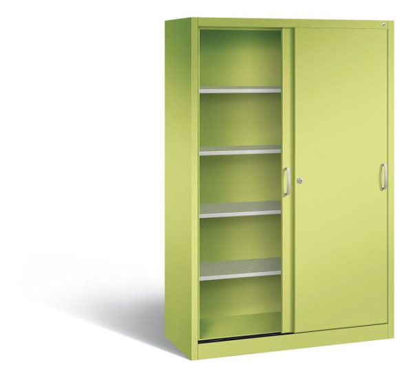C+P schuifdeurkast Acurado, H1950xB1200xD500mm, kleur: Viridin groen / Viridin groen, beugelgreep, 5 niveaus, 2050-00 S10222