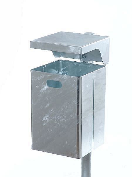 Renner rechthoekige afvalbak ca. 40 L (zonder asbak), voor wand- en paalmontage, thermisch verzinkt, 7049-00FV