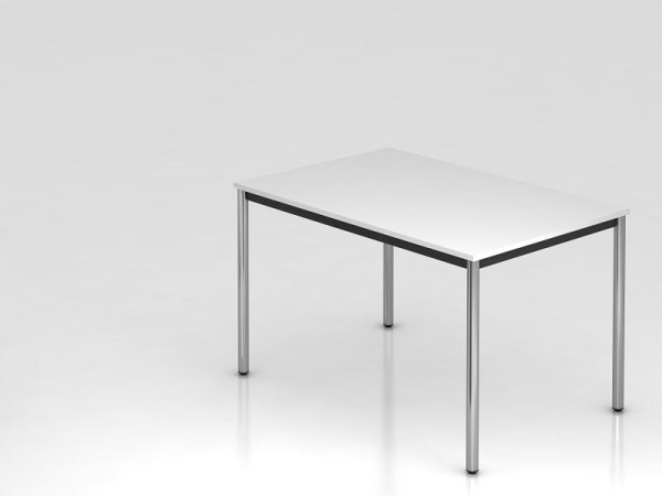 Hammerbacher vergadertafel rond onderstel 120x80 wit/chroom, rechthoekige vorm, VDR12/W/C