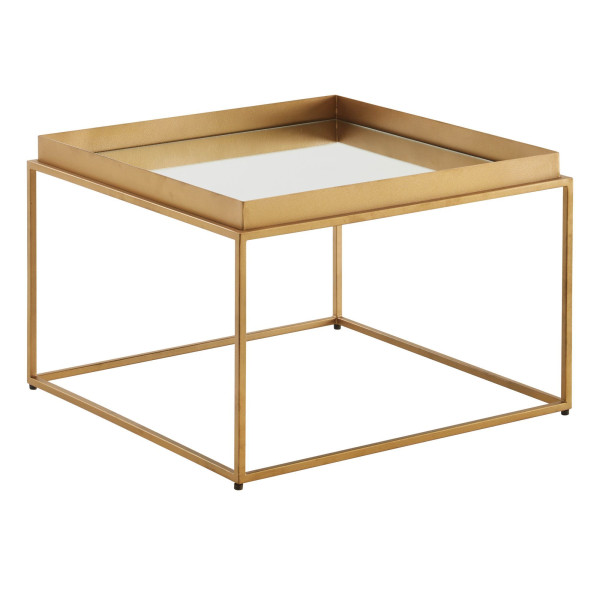 Wohnling salontafel glas metaal 60 x 60 x 41 cm banktafel goud gespiegeld design woonkamertafel vierkant kleine salontafel modern spiegelglas WL6.694
