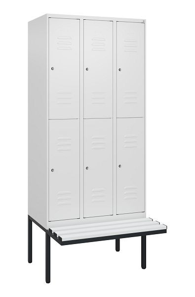 C+P dubbeldekskast Classic PLUS, 3 compartimenten, 2120x900x815mm, 9016/9016, cilindersloten, zwevende zitting, 0803407-30 S10029