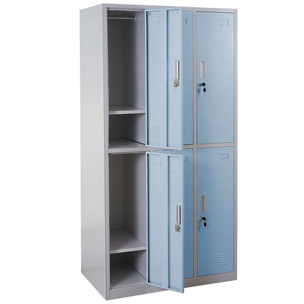 Mendler locker Boston T829, lockerkast waardevolle spullen locker, metaal 6 vakken, blauw, 54029