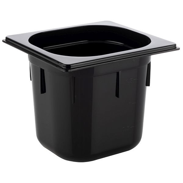APS GN 1/6 bak, 17,6 x 16,2 cm, diepte: 150 mm, polycarbonaat, zwart, 2,2 liter, 82078