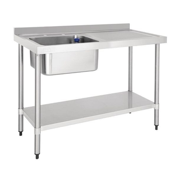 Vogue enkele spoelbak RVS afdruiprek rechts 1200mm, DY823