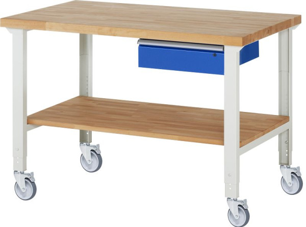 RAU verrijdbare werkbank (in hoogte verstelbaar) 7001A7, 1500x900x950-1000mm, 4 zwenkwielen, 05-7001A7-159B4H4.11