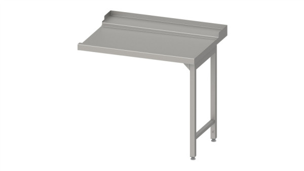 Stalgast afvoertafel "Pro", korfgeleiding met afschot, 2 poten 1100x750x880mm, montagezijde rechts, met opstand, gelast, VAL11712RA