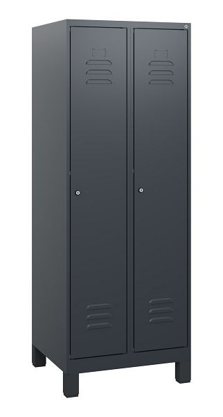 C+P Umkleidespind Classic PLUS, Füße, 2 Abteile, 1630x600x500mm, 7016/7016, Zylinderschlösser, 0800105-20 S10027